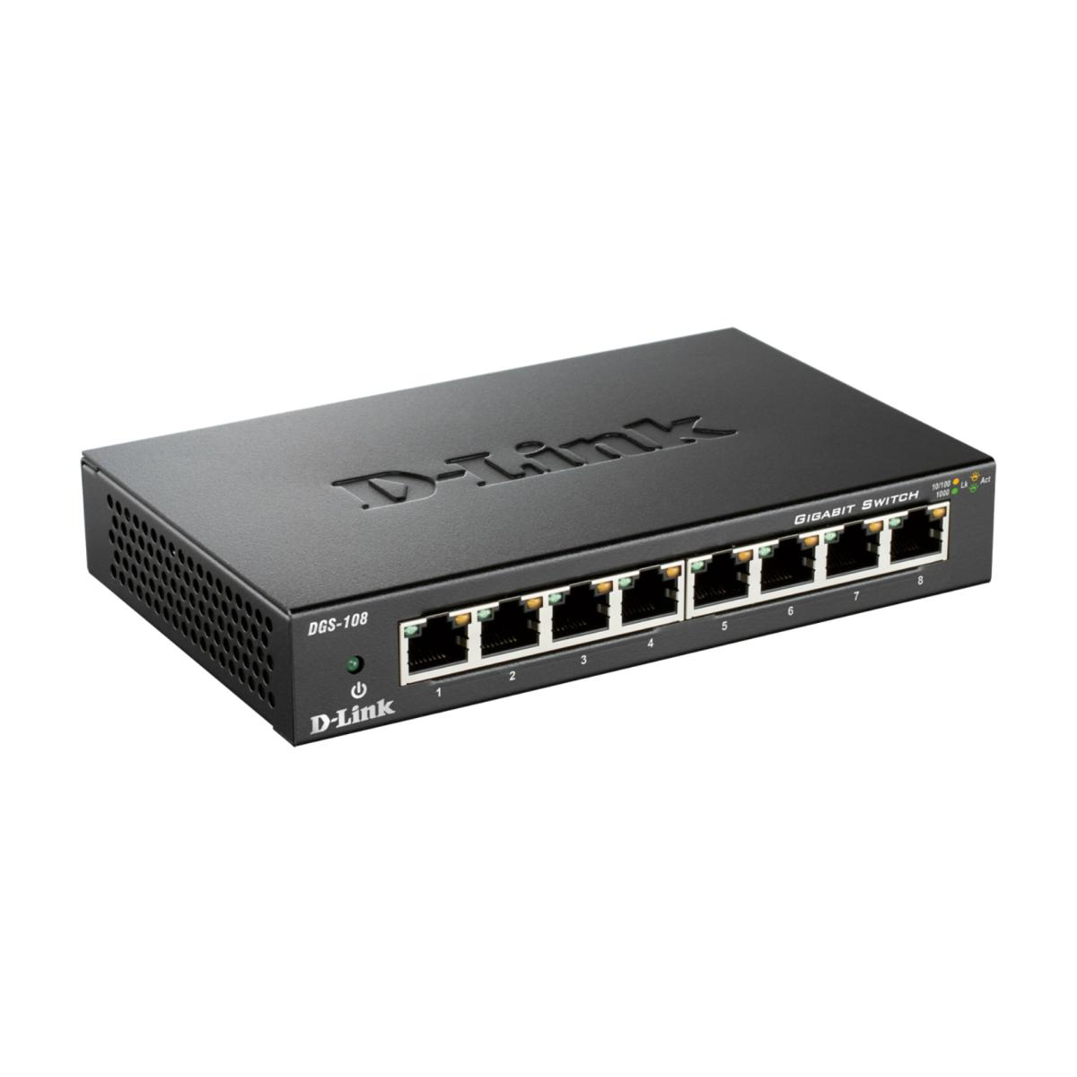 D-Link DGS-108/B 8-port 10/100/1000 Unmanaged Desktop Switch D-Link DGS-108/B 8-port 10/100/1000 Unmanaged Desktop Switch